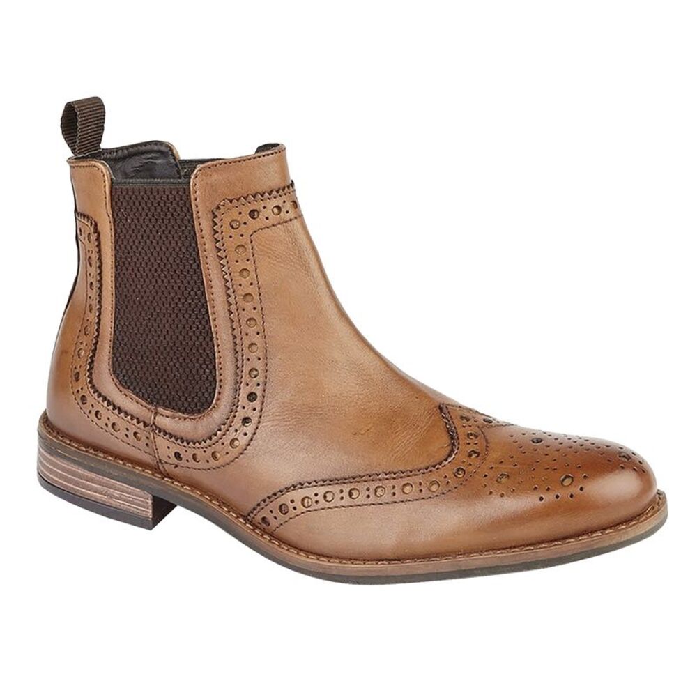 Roamers Mens High Brogue Chelsea Boot / Tan